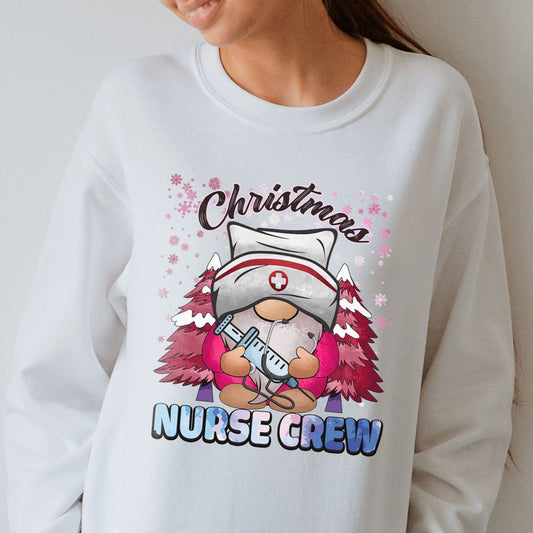 Christmas Nurse Crew Crewneck Sweatshirt, Cute Gnome Nursing Student Christmas Gift