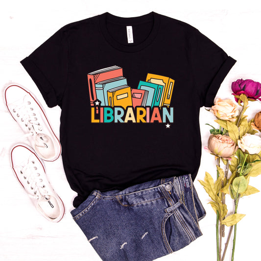 Librarian Shirt, Book Lover T-shirt, Colorful Books Tee, Gift For Librarian, Library Book Reader Shirt, Reading Book Lover Nerdy Nerd Smart
