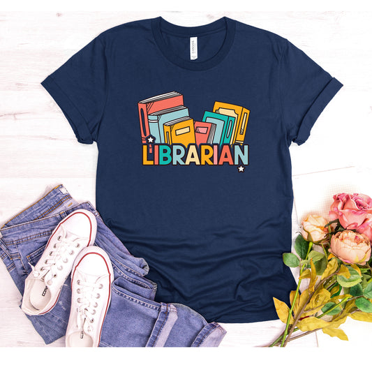 Librarian Shirt, Book Lover T-shirt, Colorful Books Tee, Gift For Librarian, Library Book Reader Shirt, Reading Book Lover Nerdy Nerd Smart