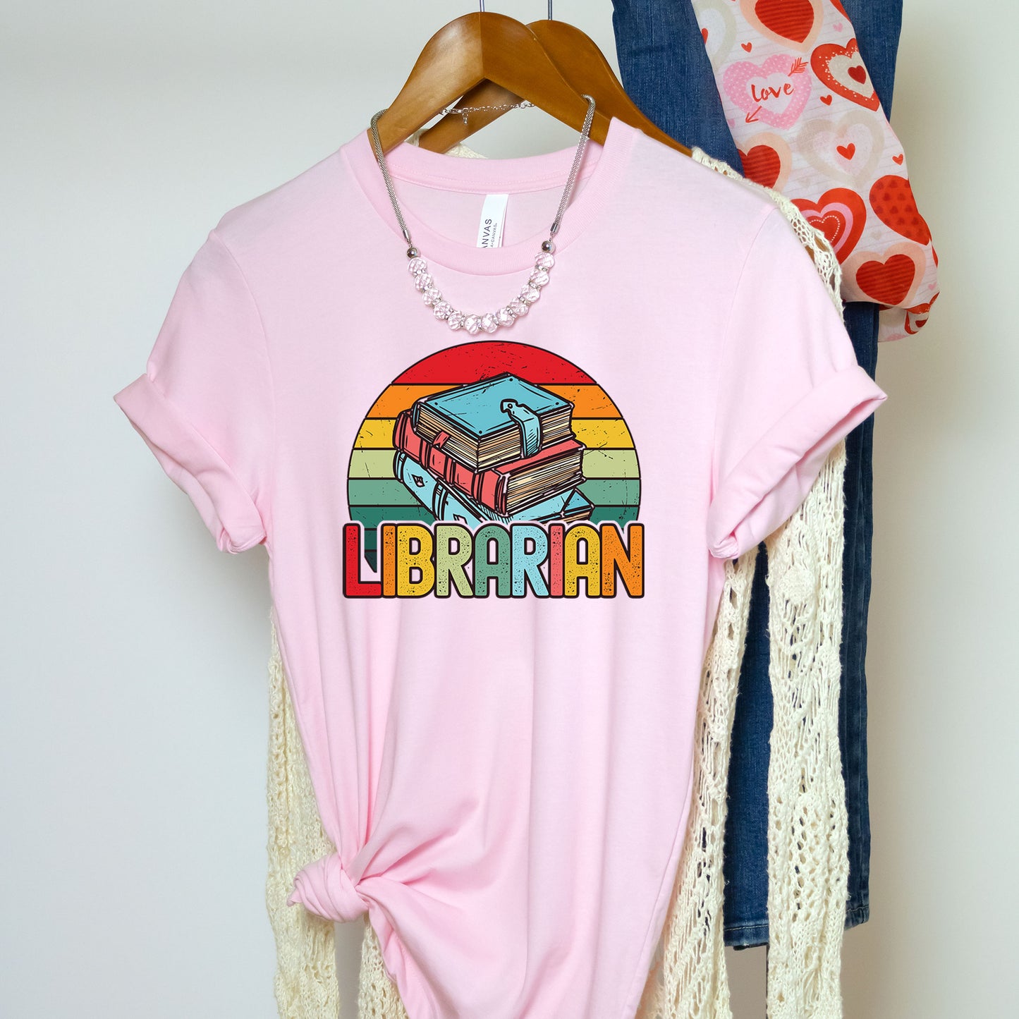 Librarian Shirt, Book Lover T-shirt, Sunset Retro Vintage Tee, Gift For Librarian, Library Book Reader Shirt, Reading Book Lover Nerd Shirt