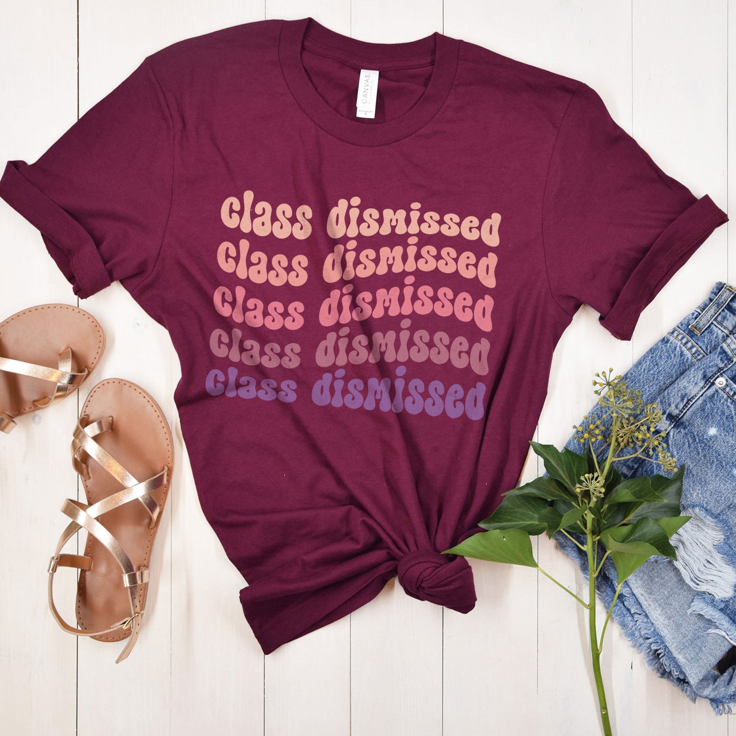 Class Dismissed Shirt, Wavy Last Day Of School Teacher T-Shirt