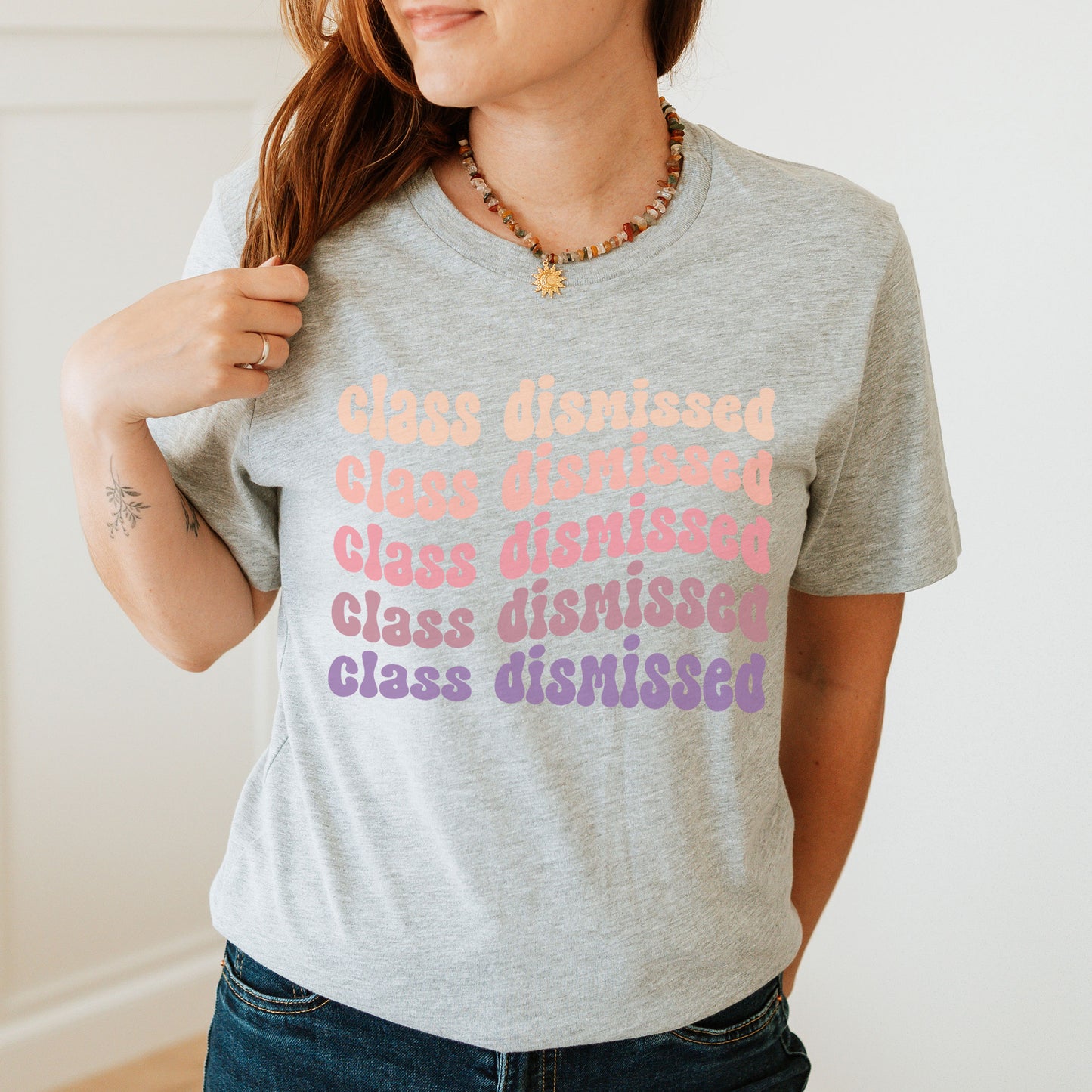 Class Dismissed Shirt, Wavy Last Day Of School Teacher T-Shirt