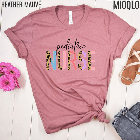 Pediatric Nurse Shirts, Pediatric Nursing School, Children Nurse Tee, Pediatric Nurse Half Leopard Shirt, Pediatric Nurse Gift, Graduation
