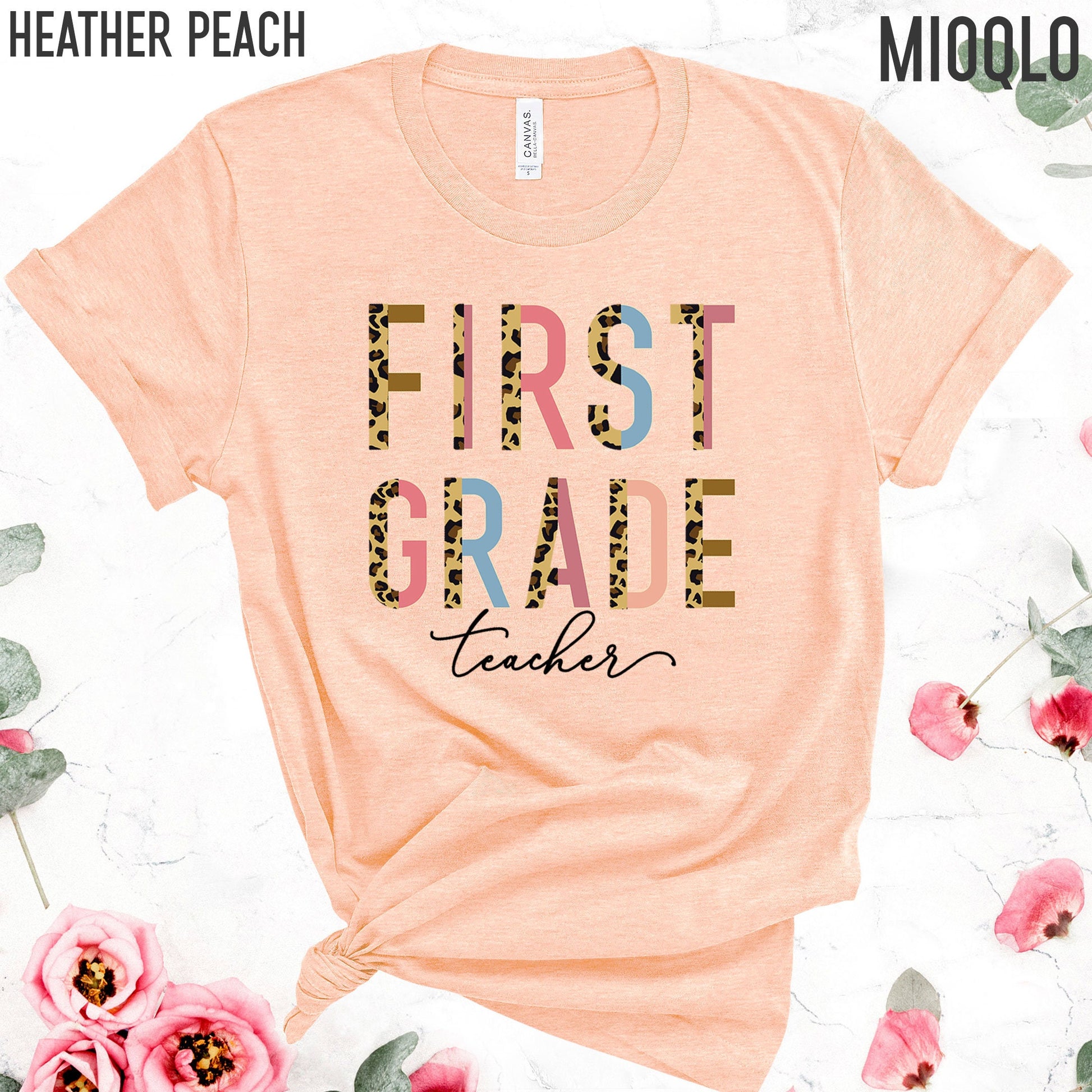 First Grade Teacher, 1st Grade Teacher Shirt, Grade Level Shirts, Half Leopard Teacher Tee, First Grade Squad Tribe Crew, Gift For Teacher