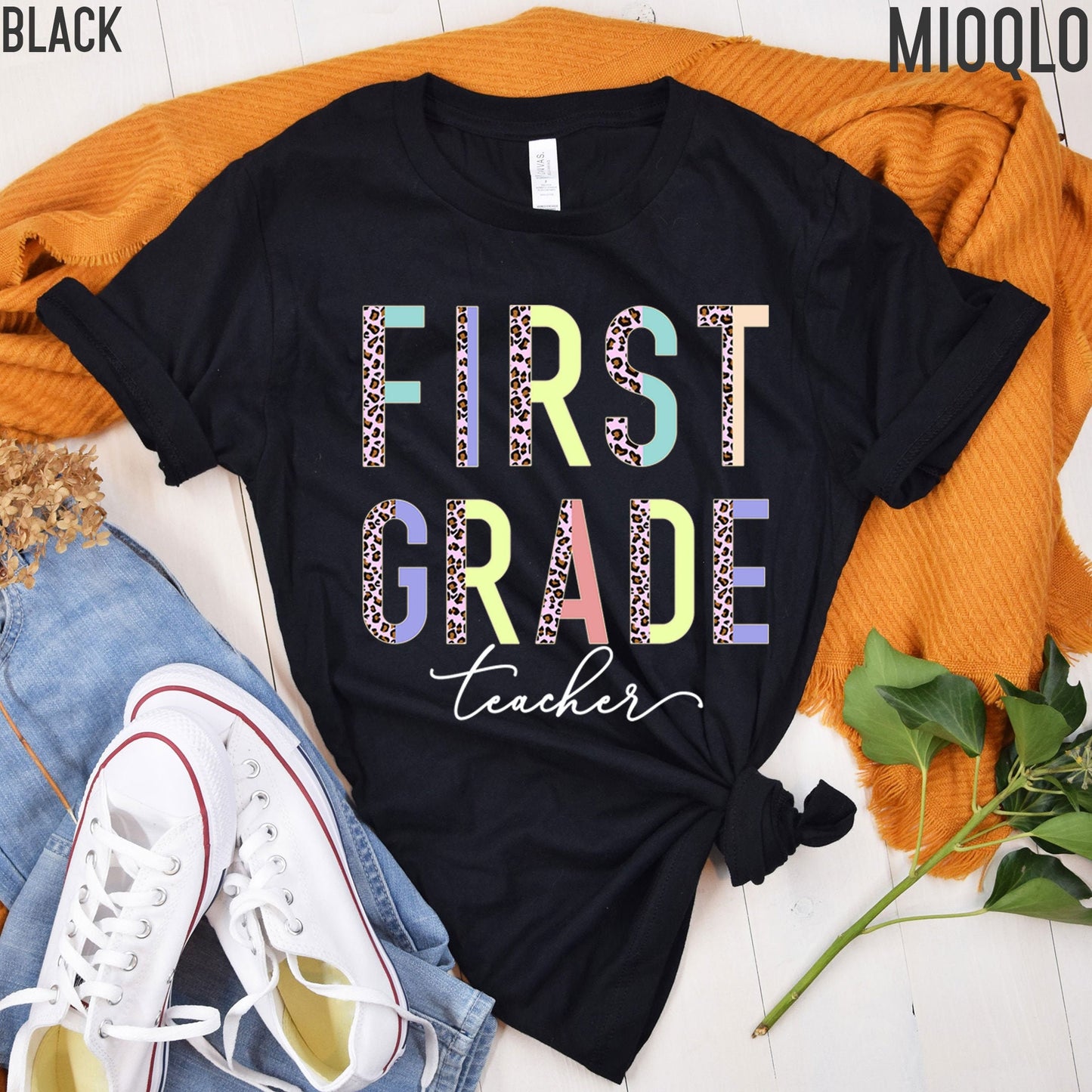 First Grade Teacher, 1st Grade Teacher Shirt, Grade Level Shirts, Half Pink Leopard Teacher Tee, First Grade Squad Tribe Crew, Teacher Tee