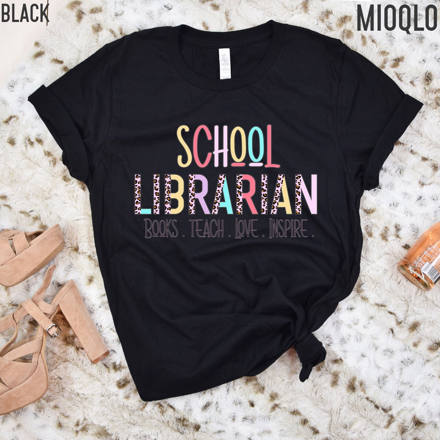 School Librarian Shirt, Half Leopard Librarian Shirt, Gift for School Library, Librarian Gift, New Librarian Shirt, Gift For Librarian Mom