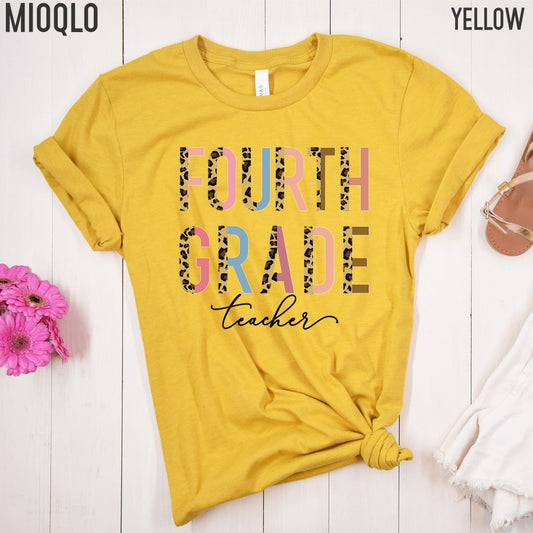 Fourth Grade Teacher, 4th Grade Teacher Shirt, Grade Level Shirts, Half Leopard Teacher Tee, Fourth Grade Squad Tribe Crew, Gift For Teacher