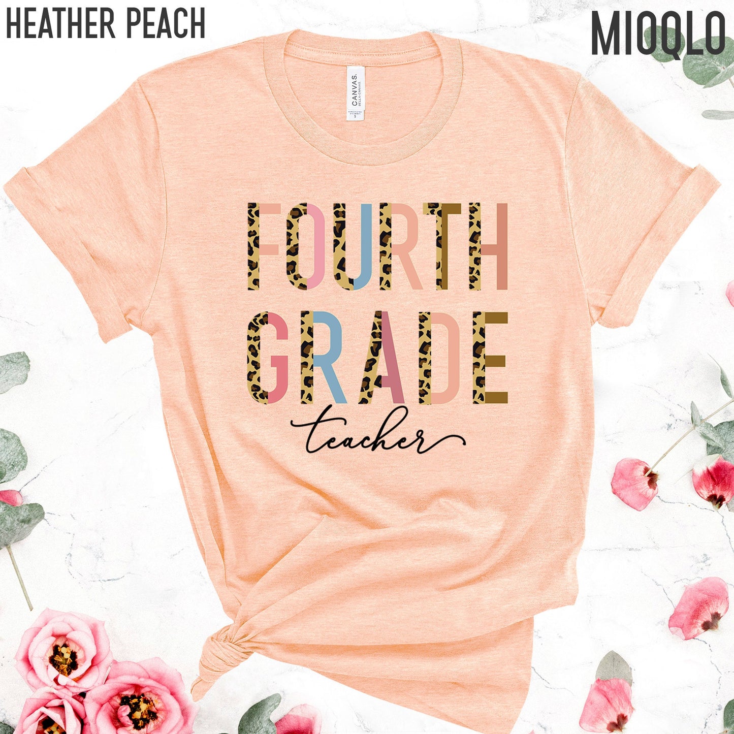 Fourth Grade Teacher, 4th Grade Teacher Shirt, Grade Level Shirts, Half Leopard Teacher Tee, Fourth Grade Squad Tribe Crew, Gift For Teacher