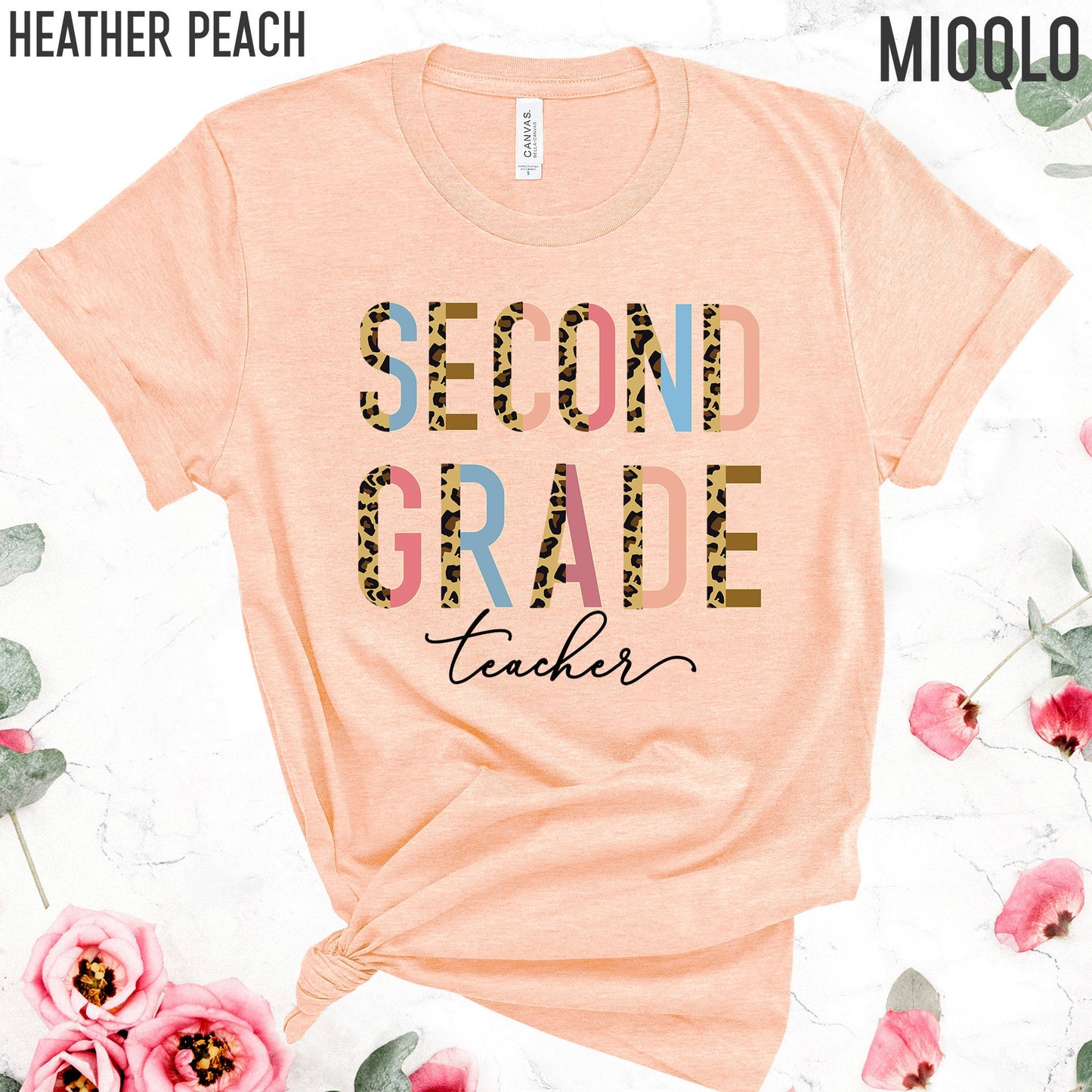 Second Grade Teacher, 2nd Grade Teacher Shirt, Grade Level Shirts, Half Leopard Teacher Tee, Second Grade Squad Tribe Crew, Gift For Teacher