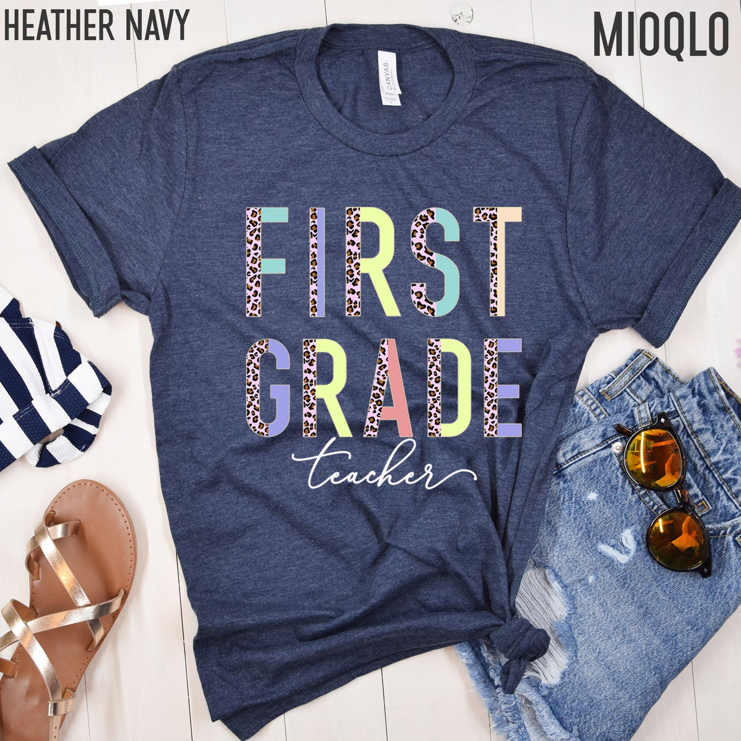 First Grade Teacher, 1st Grade Teacher Shirt, Grade Level Shirts, Half Pink Leopard Teacher Tee, First Grade Squad Tribe Crew, Teacher Tee