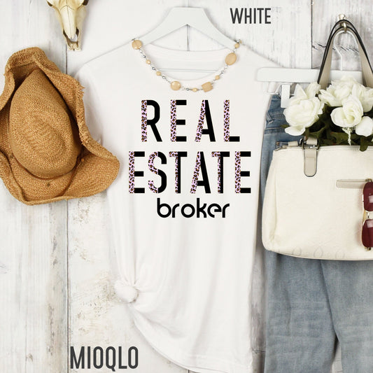 Real Estate Broker Shirt, Leopard Real Estate Broker, Pink Leopard Real Estate, Half Leopard Real Estate Broker, Broker Tee, Mortgage House