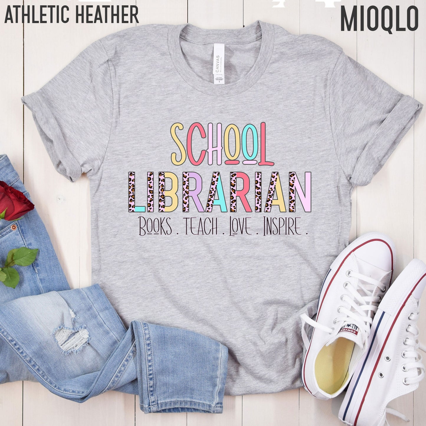 School Librarian Shirt, Half Leopard Librarian Shirt, Gift for School Library, Librarian Gift, New Librarian Shirt, Gift For Librarian Mom