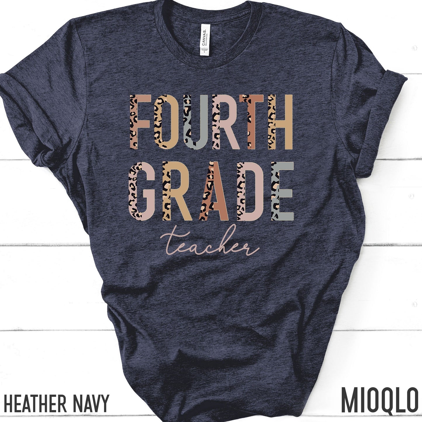 4th Grade Level Teacher Shirt, Hello Fourth Grade, Half Leopard, First Day of School Tee, Squad Tribe Crew, Gift For Teacher, Back to School