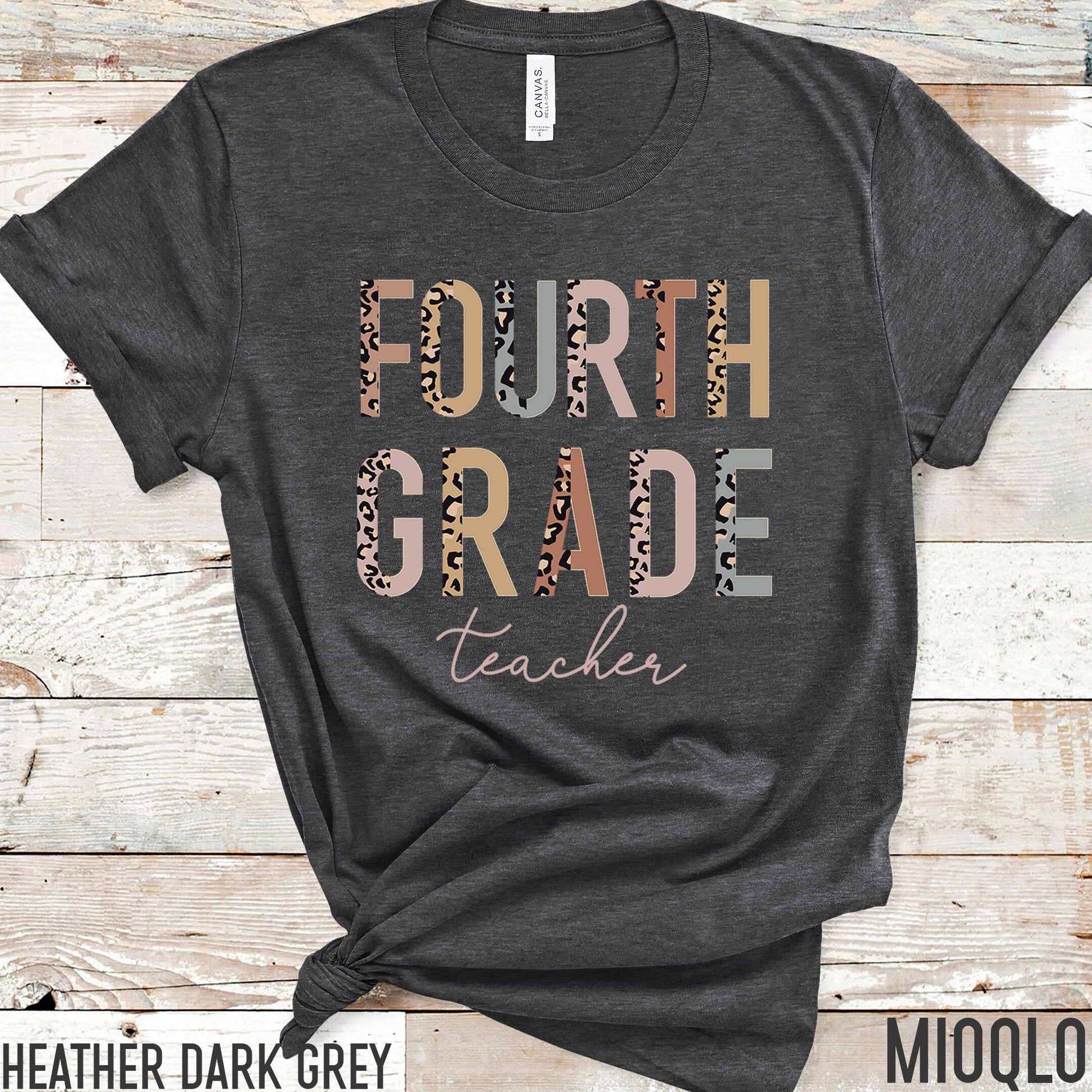 4th Grade Level Teacher Shirt, Hello Fourth Grade, Half Leopard, First Day of School Tee, Squad Tribe Crew, Gift For Teacher, Back to School