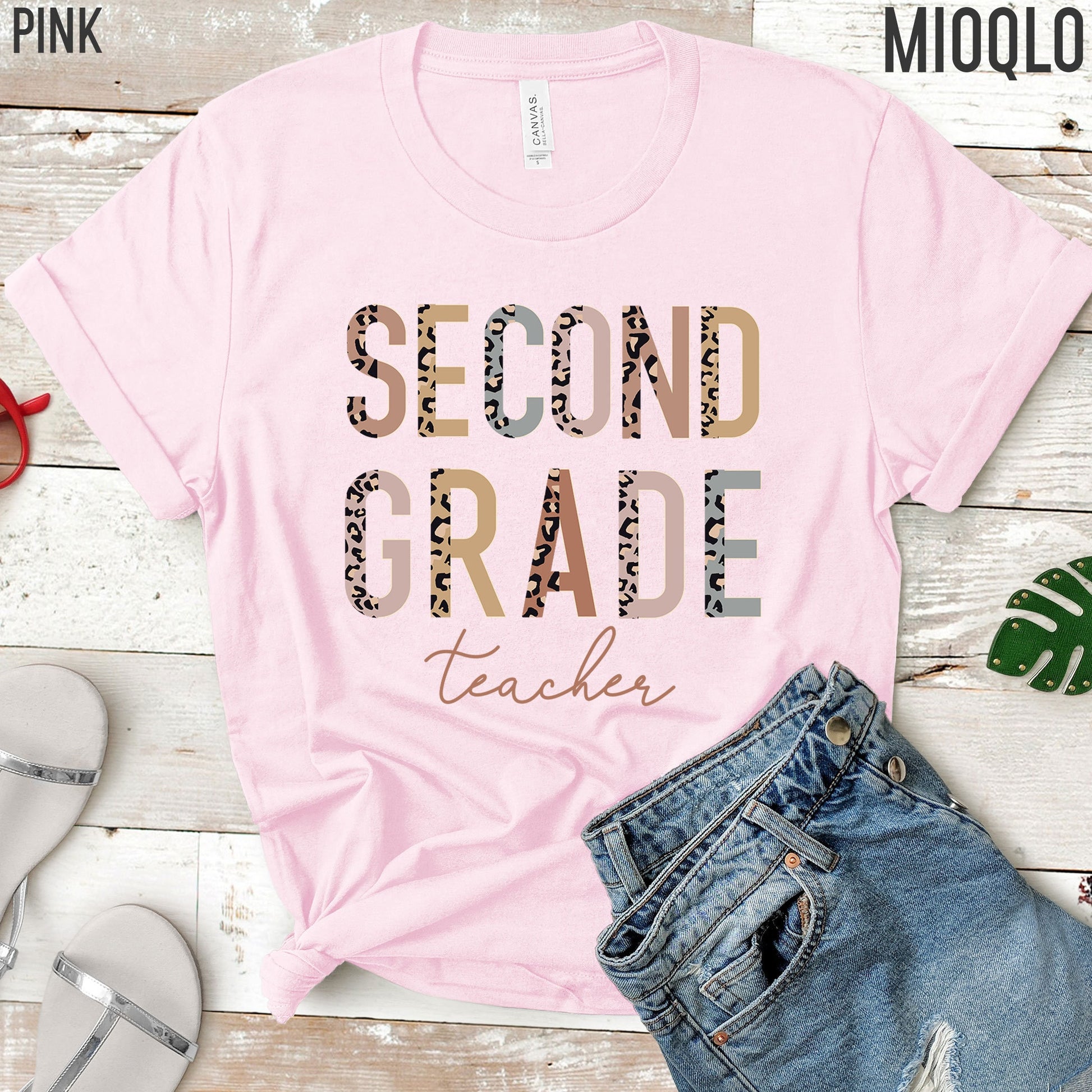 2nd Grade Level Teacher Shirt, Hello Second Grade, Half Leopard, First Day of School Tee, Squad Tribe Crew, Gift For Teacher, Back to School