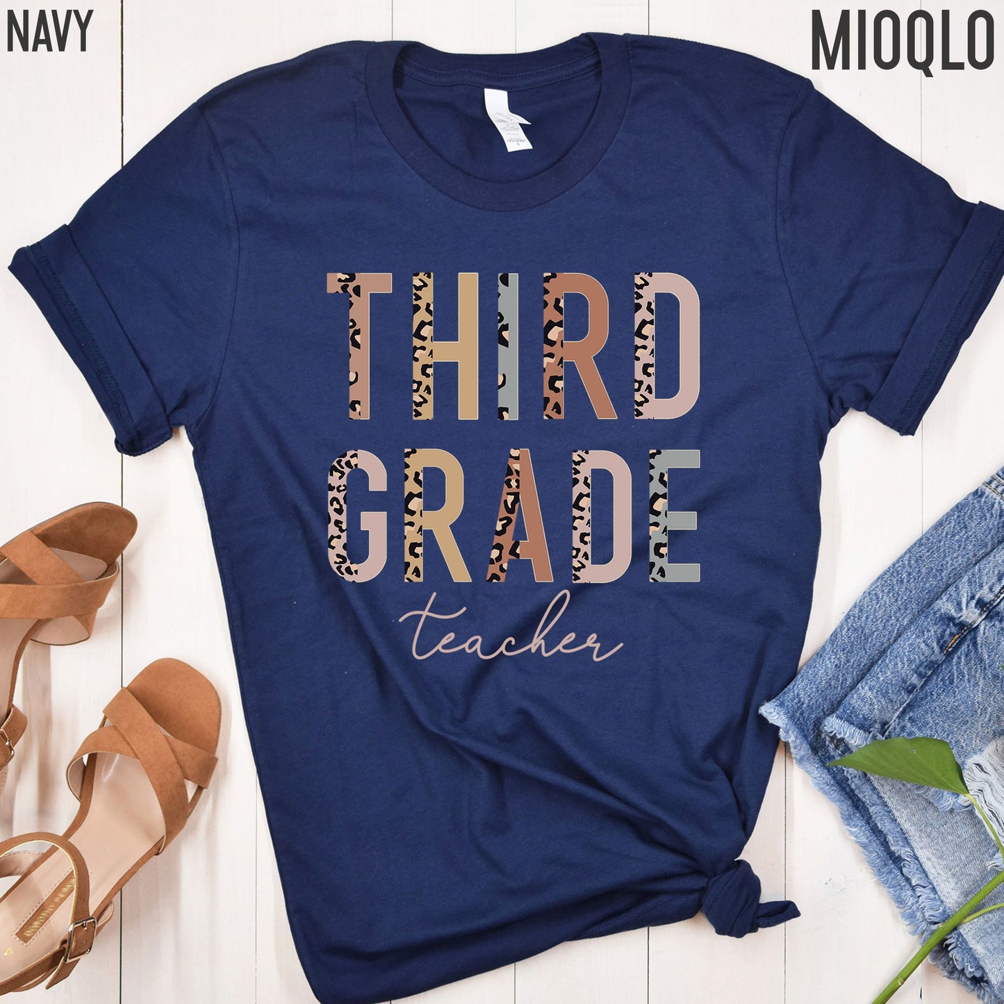 3rd Grade Level Teacher Shirt, Hello Third Grade, Half Leopard, First Day of School Tee, Squad Tribe Crew, Gift For Teacher, Back to School