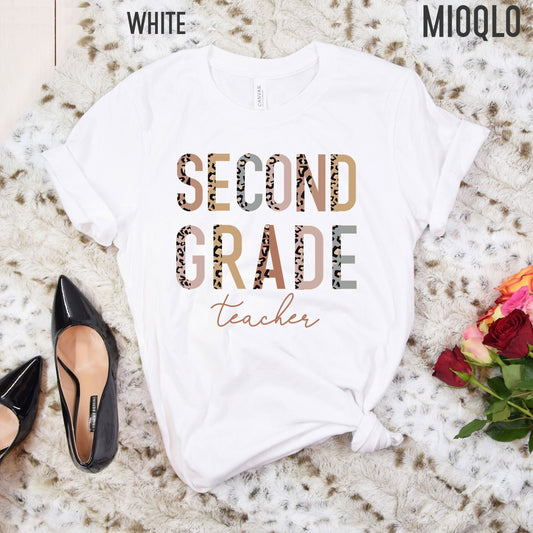 2nd Grade Level Teacher Shirt, Hello Second Grade, Half Leopard, First Day of School Tee, Squad Tribe Crew, Gift For Teacher, Back to School