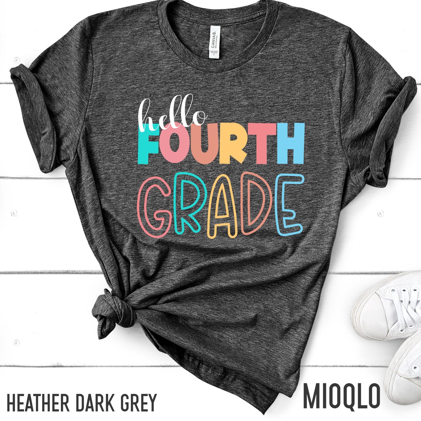 Hello Fourth Grade, 4th Grade Level Teacher Shirt, Elementary First Day of School Tee, Squad Tribe Crew, Teacher Team Spirit, Back to School