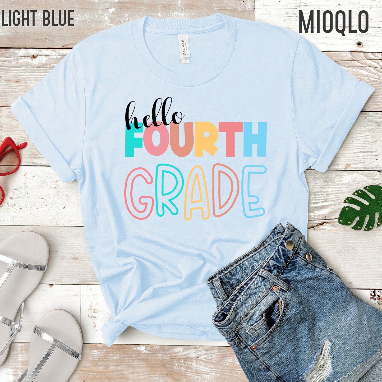 Hello Fourth Grade, 4th Grade Level Teacher Shirt, Elementary First Day of School Tee, Squad Tribe Crew, Teacher Team Spirit, Back to School