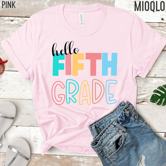 Hello Fifth Grade, 5th Grade Level Teacher Shirt, Elementary First Day of School Tee, Squad Tribe Crew, Teacher Team Spirit, Back to School