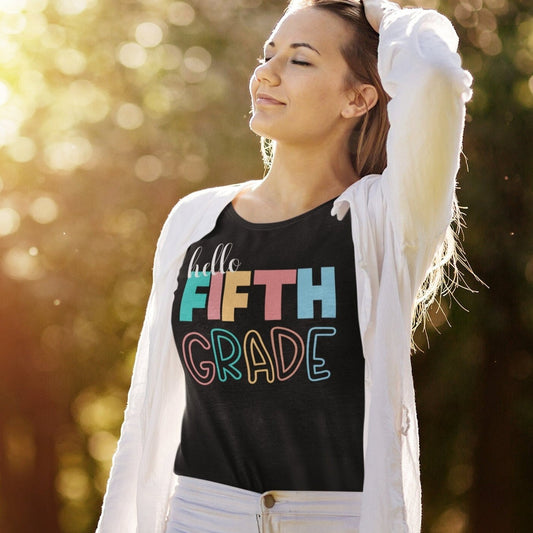 Hello Fifth Grade, 5th Grade Level Teacher Shirt, Elementary First Day of School Tee, Squad Tribe Crew, Teacher Team Spirit, Back to School