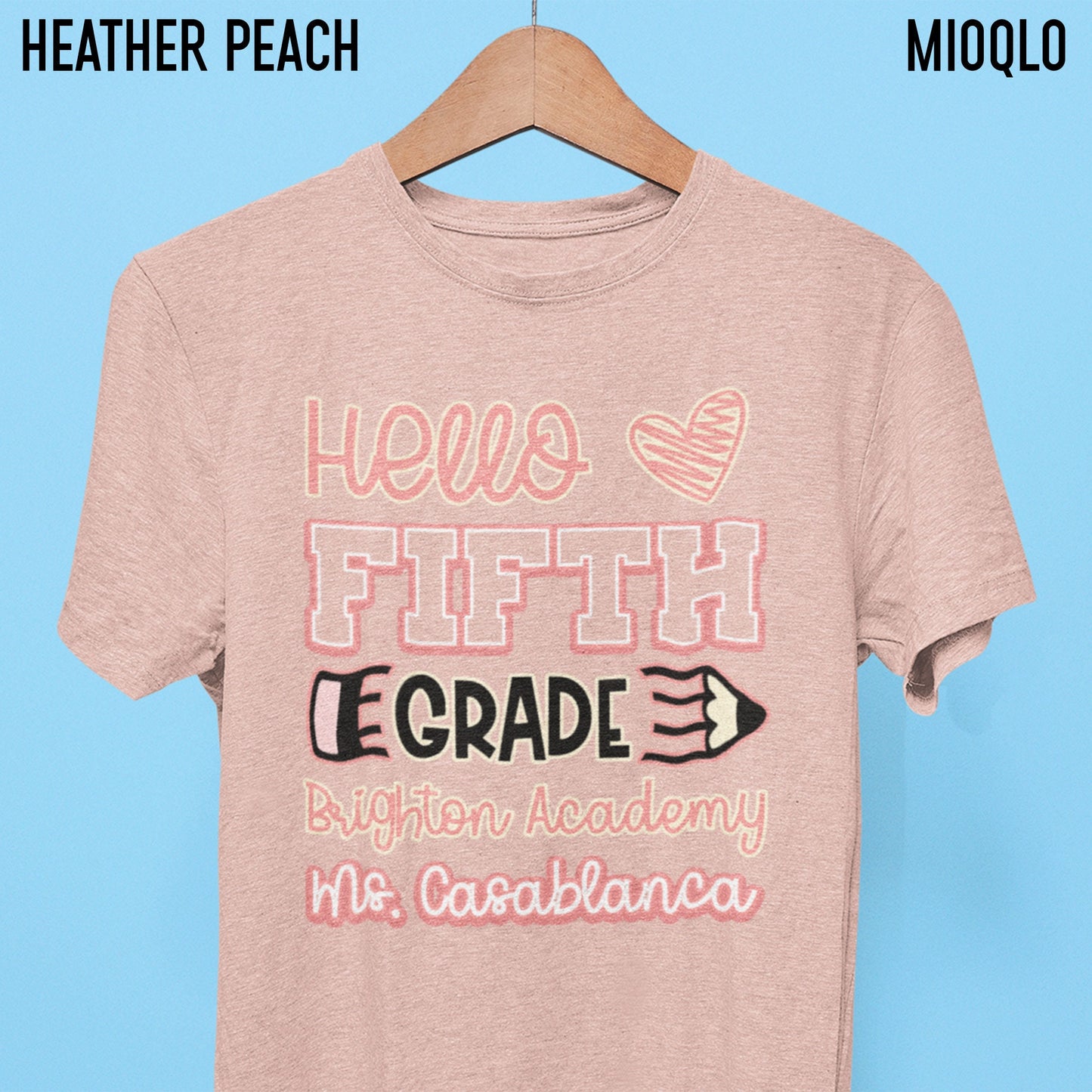 Custom 4th Grade Level Teachers Name Shirt, Custom Fourth Grade School Name Tee, Teacher Gift, Personalized Hello Fourth Grade Announcement