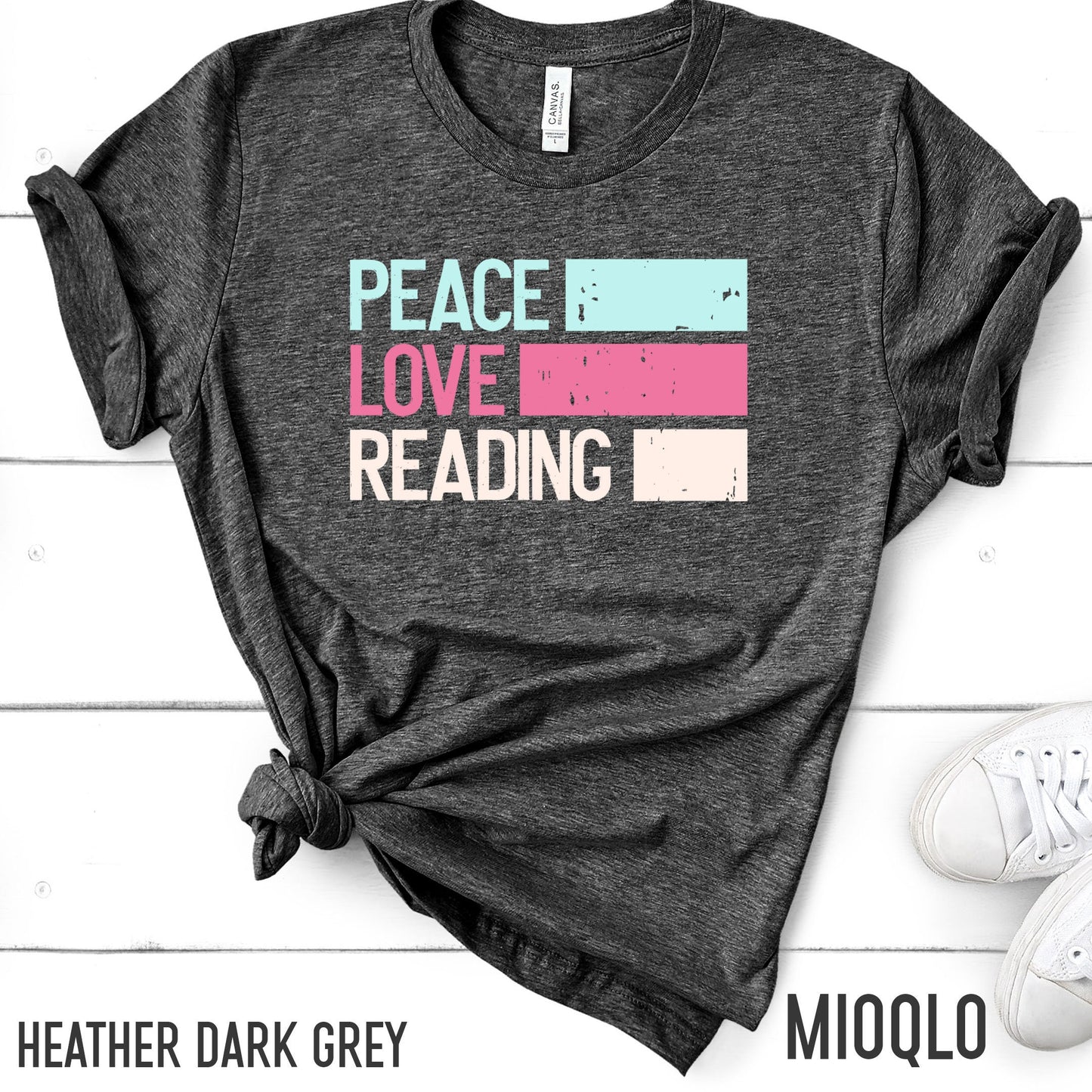 Peace Love Reading Shirt, Unisex Comfy Tee, Book Lover Tank, Librarian Top, Rainbow Pastel Color Tank Top, School Librarian Chapter Book Tee