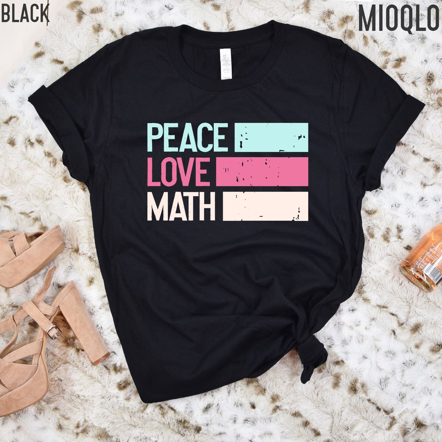 Peace Love Math Shirt, Unisex Comfy Tee, Statistic Lover Tank, Math Lover Top, Rainbow Pastel Color Tank, Learn Math Squad School Teacher