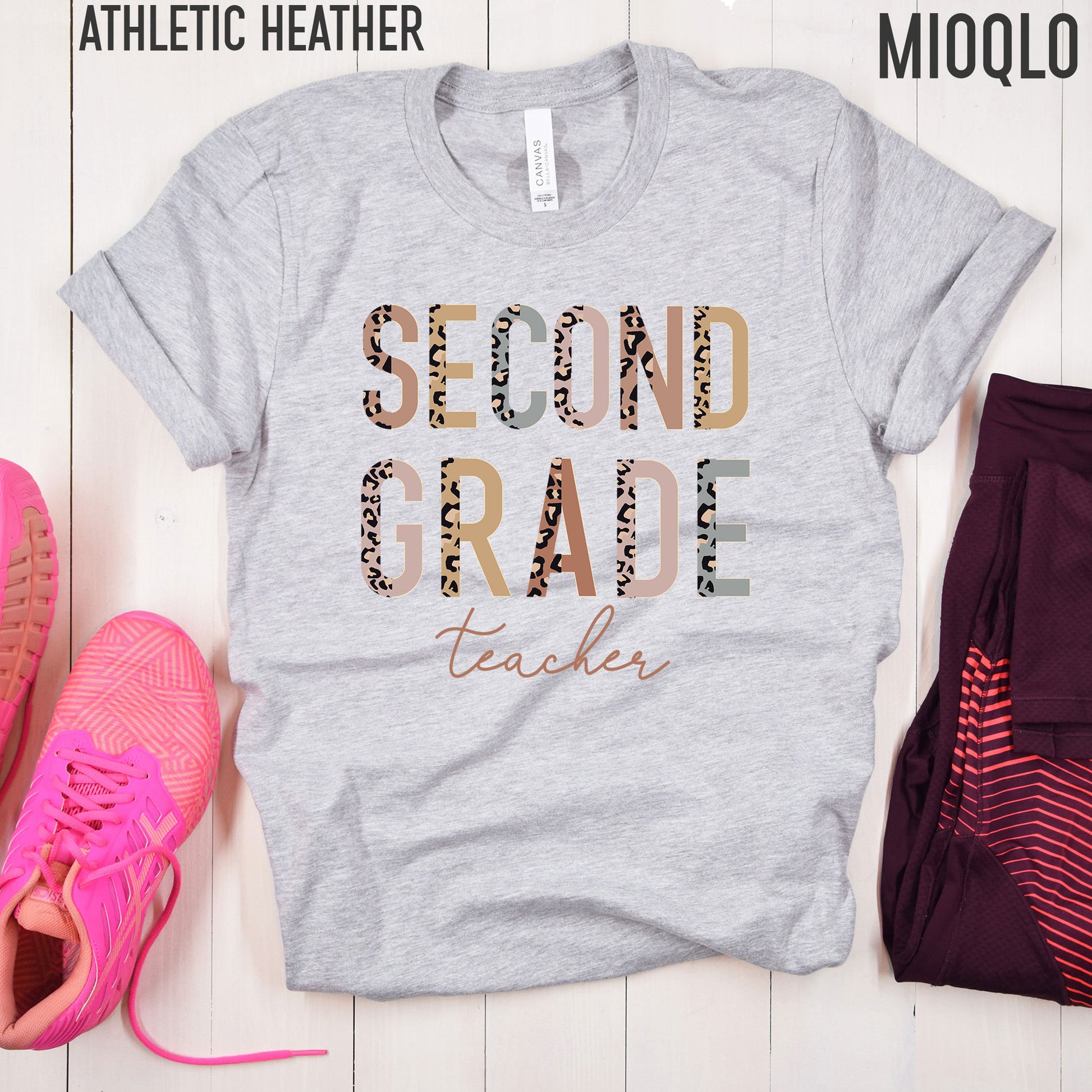 2nd Grade Level Teacher Shirt, Hello Second Grade, Half Leopard, First Day of School Tee, Squad Tribe Crew, Gift For Teacher, Back to School
