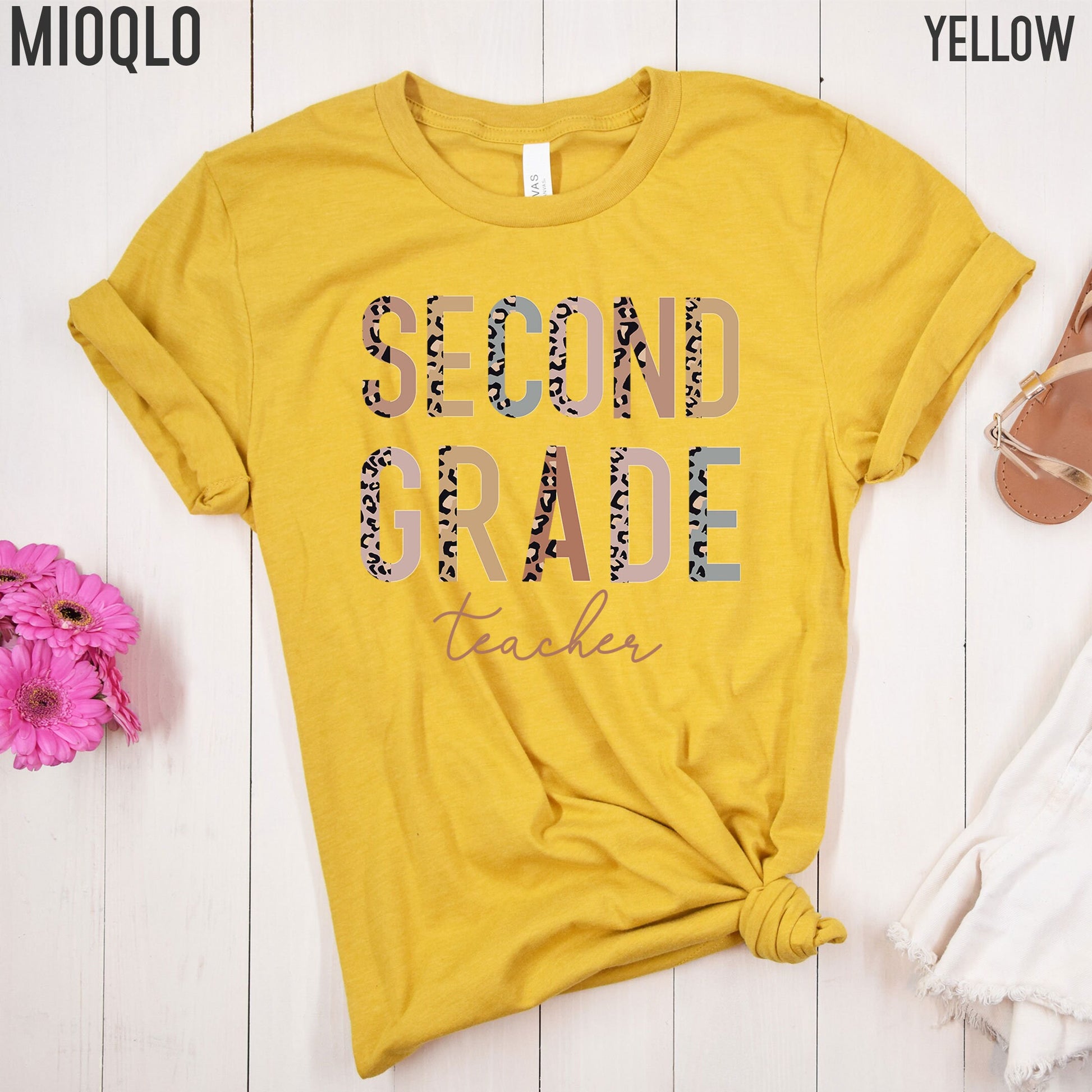 2nd Grade Level Teacher Shirt, Hello Second Grade, Half Leopard, First Day of School Tee, Squad Tribe Crew, Gift For Teacher, Back to School