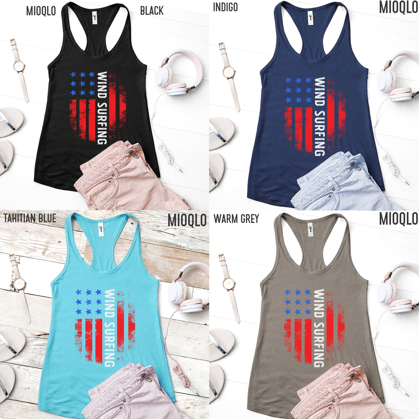 Wind Surfing Team USA Shirt, America Shirt, American Flag 2021, Unisex Comfy, Vintage USA, Kite Surfing Body Board Summer Muscle Tank Top