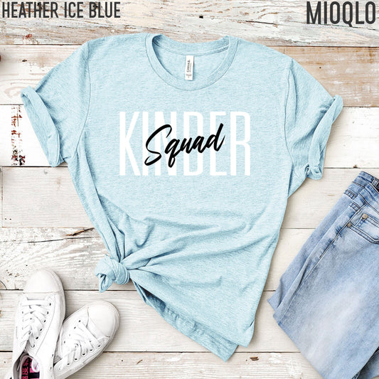 Teacher Kinder Squad Shirt, Kindergarten Gift, Little Kids Teacher Classroom Comfy Unisex Shirt Comfort Tee, Future Teacher Appreciation Top