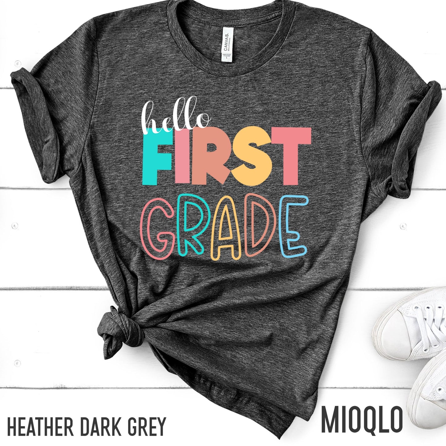Hello First Grade, 1st Grade Level Teacher Shirt, Elementary First Day of School Tee, Squad Tribe Crew, Teacher Team Spirit, Back to School
