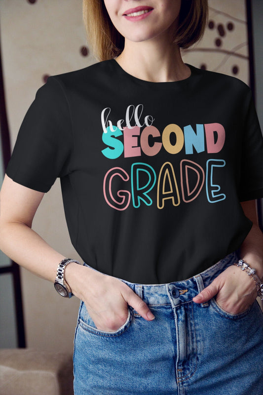 Hello Second Grade, 2nd Grade Level Teacher Shirt, Elementary First Day of School Tee, Squad Tribe Crew, Teacher Team Spirit, Back to School