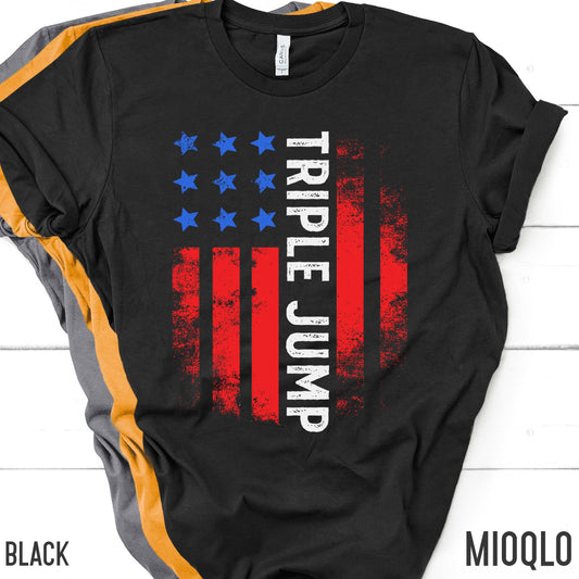 Triple Jump Team USA Shirt, America Shirt, American Flag 2021, Unisex Comfy Tee, Vintage USA, Retro USA, High Jumping Hurdle Summer Tank Top