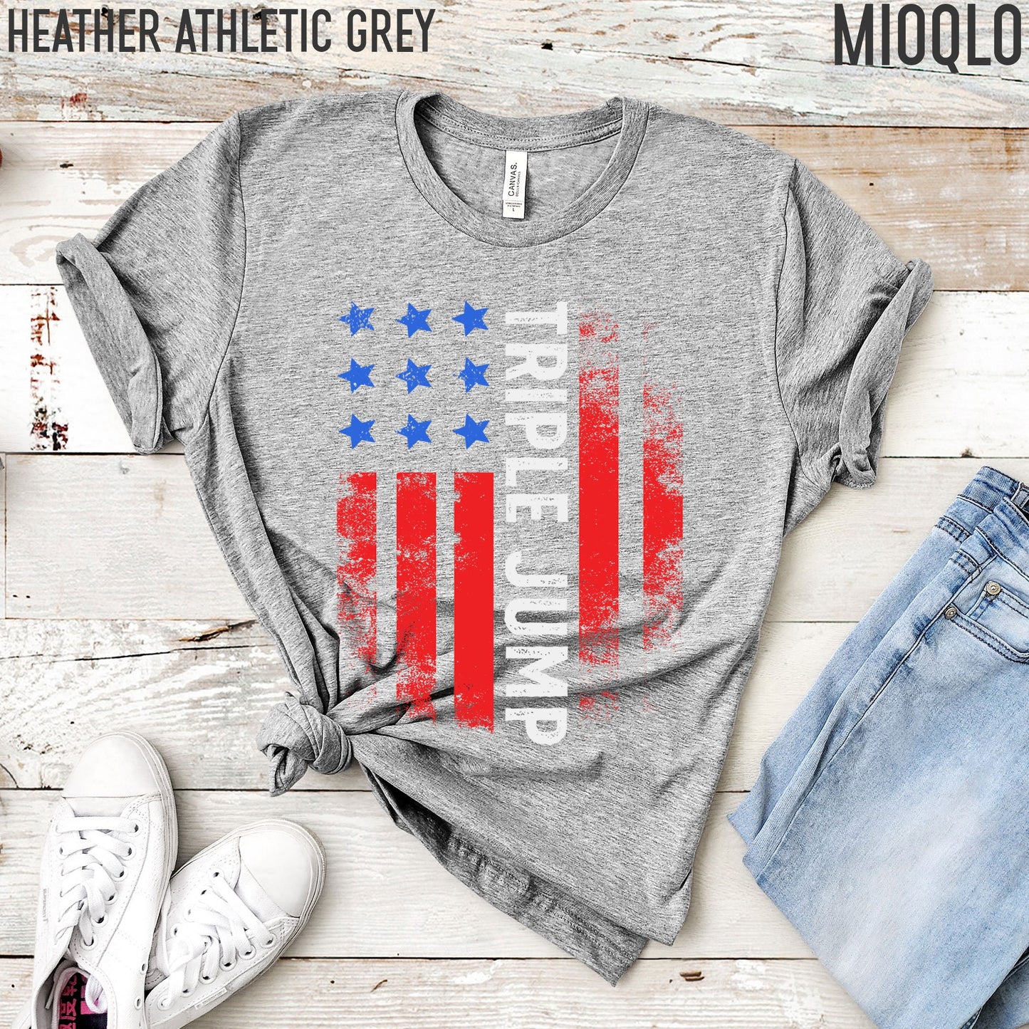 Triple Jump Team USA Shirt, America Shirt, American Flag 2021, Unisex Comfy Tee, Vintage USA, Retro USA, High Jumping Hurdle Summer Tank Top