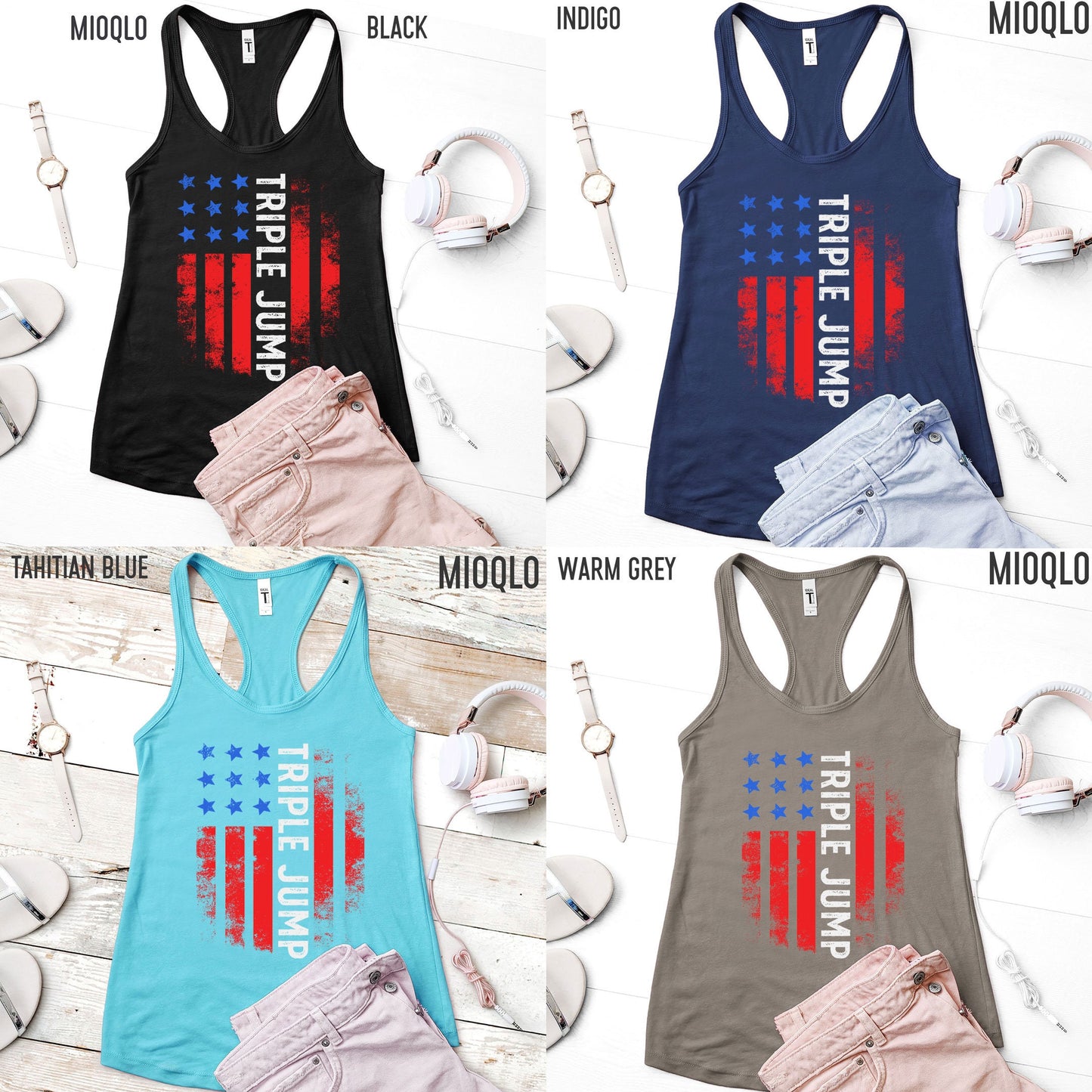 Triple Jump Team USA Shirt, America Shirt, American Flag 2021, Unisex Comfy Tee, Vintage USA, Retro USA, High Jumping Hurdle Summer Tank Top