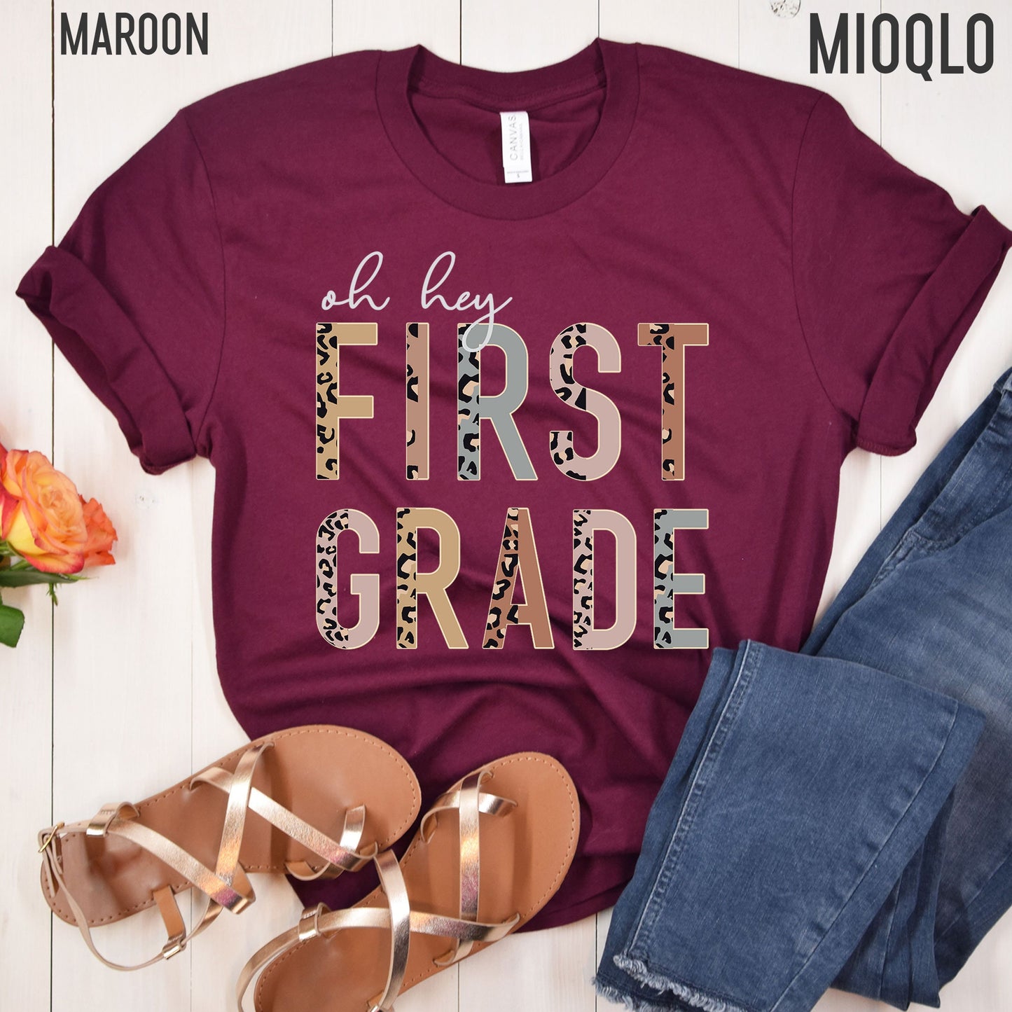 Oh Hey 1st Grade Teacher Shirt, 1st Grade Teacher Gifts, 1st Grader Squad, New Teacher Appreciation Gift, Leopard Boho First Grade Teacher