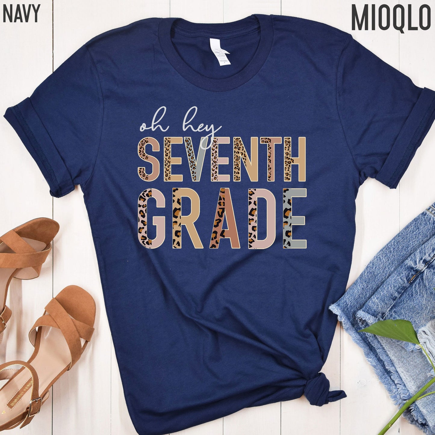 Oh Hey 7th Grade Teacher Shirt, 7th Grade Teacher Gifts, 7th Grader Squad, Teacher Appreciation Gift, Leopard Boho Seventh Grade School Tee
