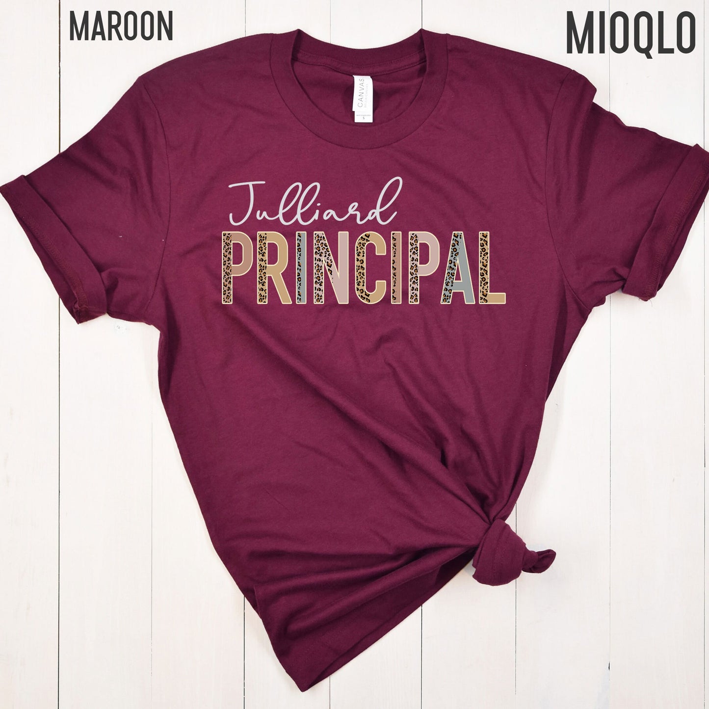 Custom Names School Principal Shirt, Principal Gifts, Teacher Appreciation Gift, Leopard Boho Comfy Principal Team Tee For Fall Birthday Tee