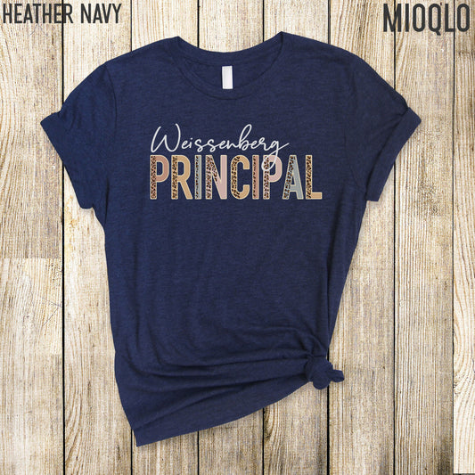 Custom Names School Principal Shirt, Principal Gifts, Teacher Appreciation Gift, Leopard Boho Comfy Principal Team Tee For Fall Birthday Tee