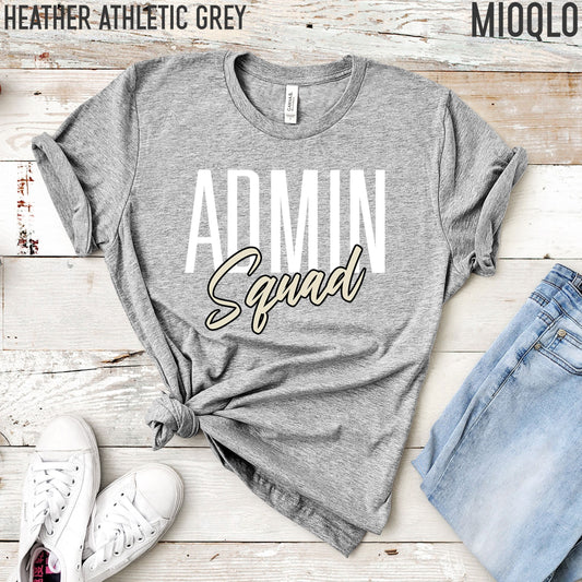 Admin Squad T-shirt, Matching Office Staff Tee, Secretary Staff Office Administrative Tank, Unisex Comfy Clothing For Summer, School Office