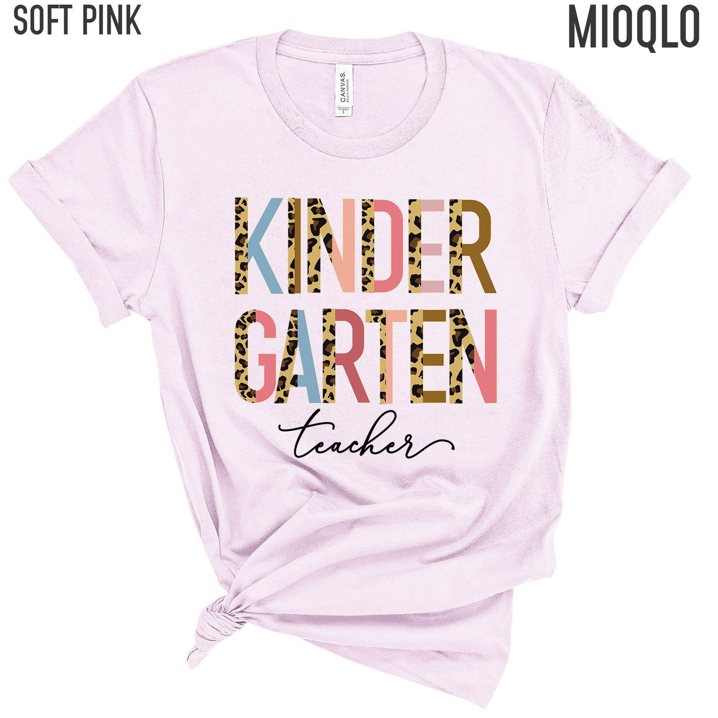 Kindergarten Teacher, Kinder Grade Teacher Shirt, Grade Level Shirts, Half Leopard Teacher Tee, Kinder Garten Squad Tribe Crew, Teacher Gift