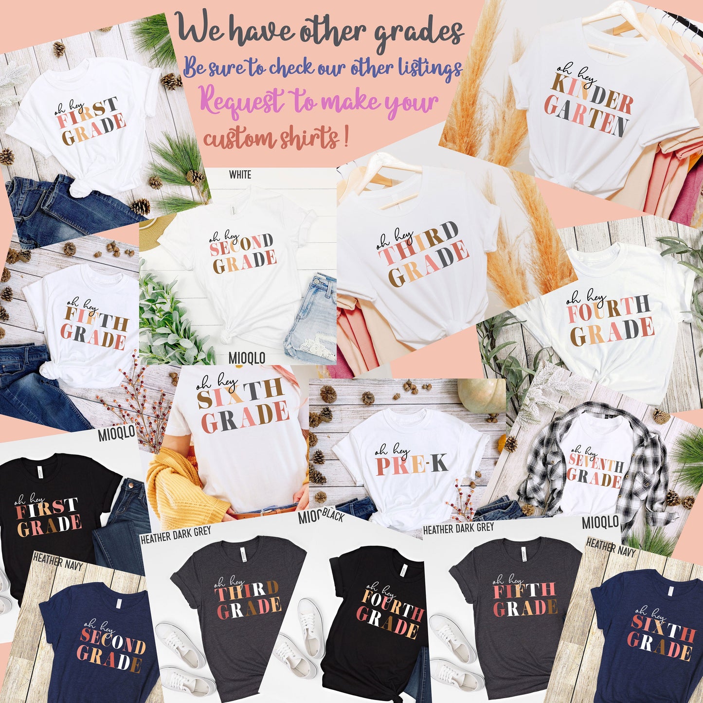 Third Grade Outfit, Rainbow Colored Text Custom Grade Grade Shirt, First Day Of School Tee, Back To School Tee, 2nd, 4th, 5th Grade School