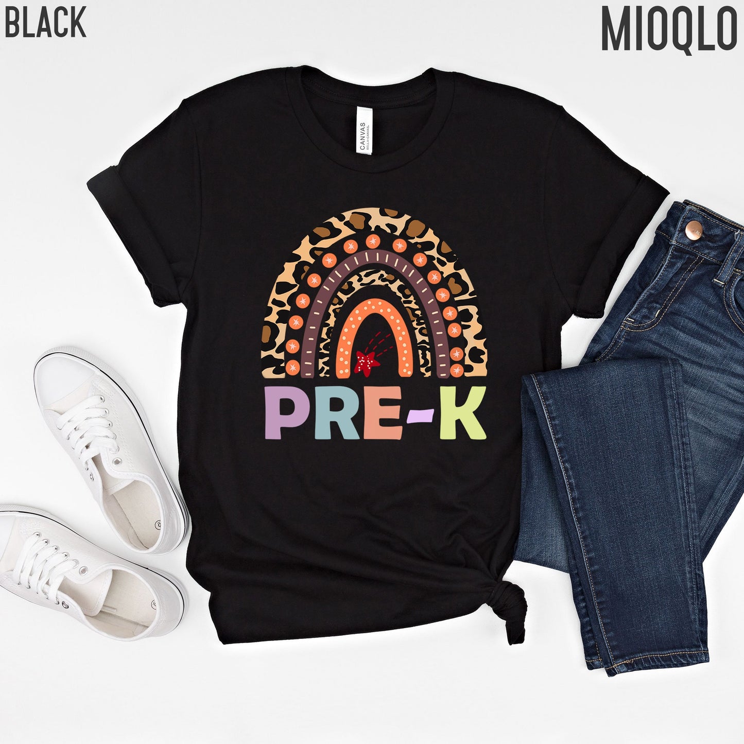 Pre-K Teacher Shirt, Preschool Teacher, Rainbow Leopard Elementary Kinder Children, Teacher Appreciation, Teacher Gift Little Grader Squad