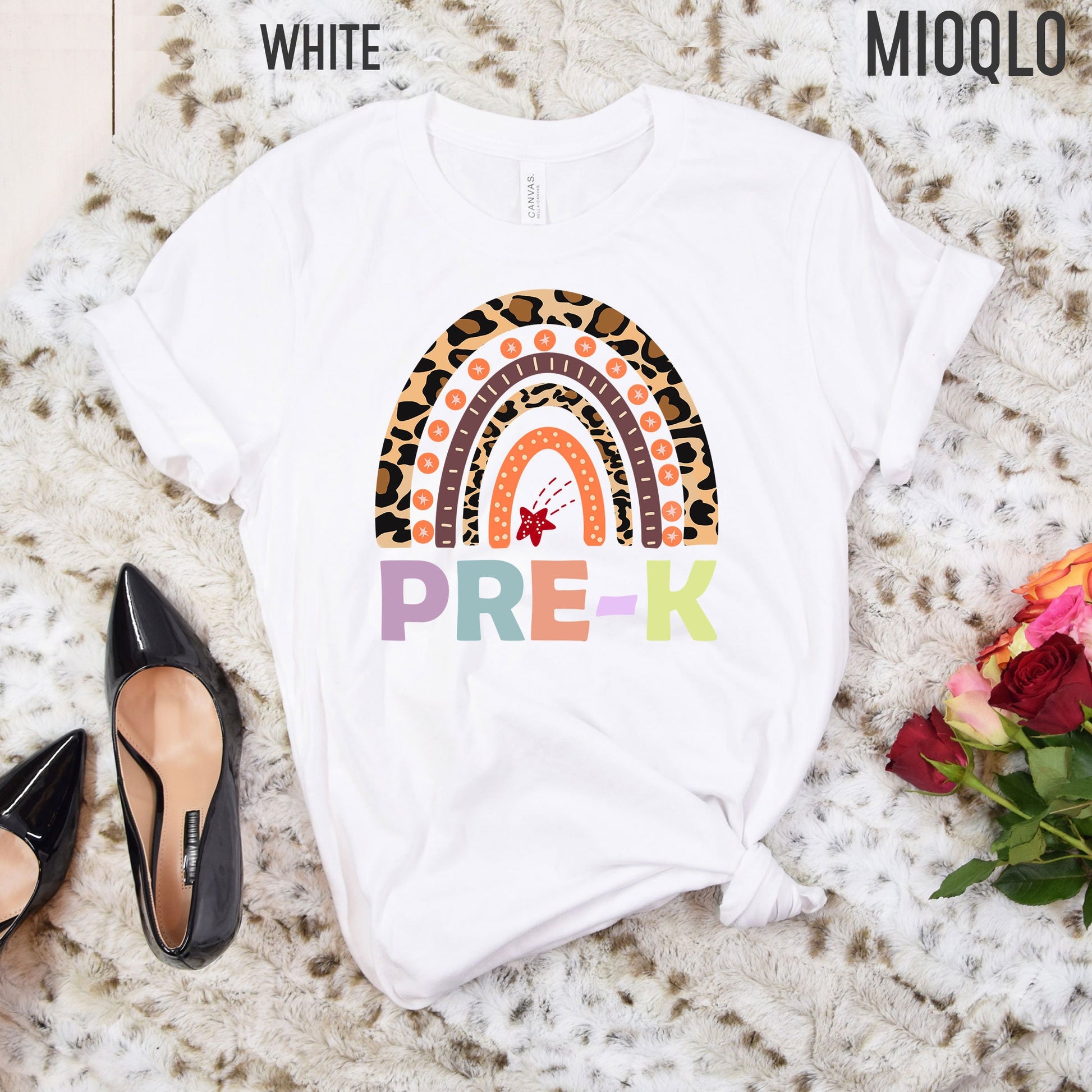 Pre-K Teacher Shirt, Preschool Teacher, Rainbow Leopard Elementary Kinder Children, Teacher Appreciation, Teacher Gift Little Grader Squad