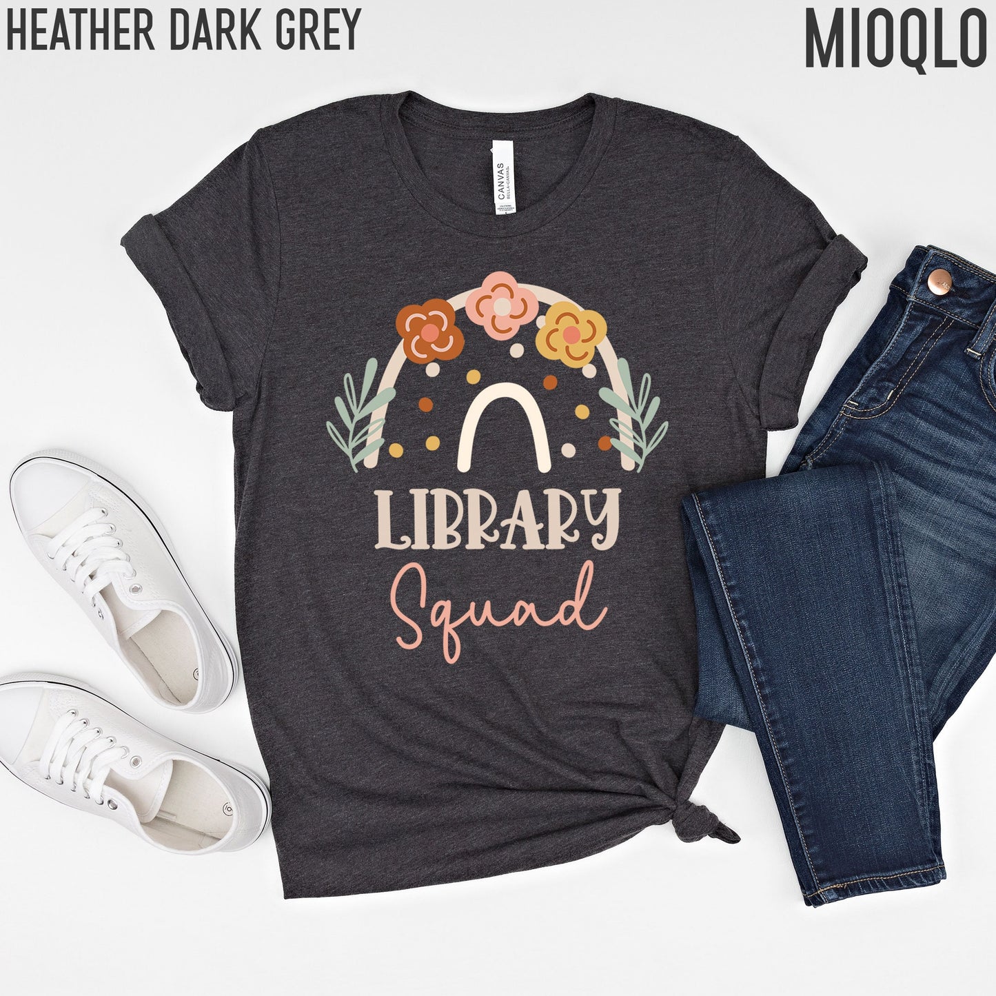 Librarian Shirt, School Library Squad, Library Shirt, Librarian Shirts for Women, Reading Teacher Shirt Rainbow Reading Coach Specialist Tee