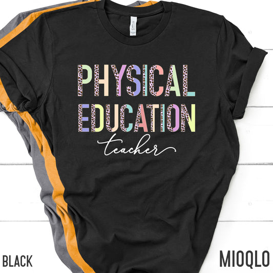 Physical Education Teacher, PE Teacher Shirt, Grade Level Shirts, Half Pink Leopard Teacher Tee, Second Grade Squad Tribe Team Gym Athletic
