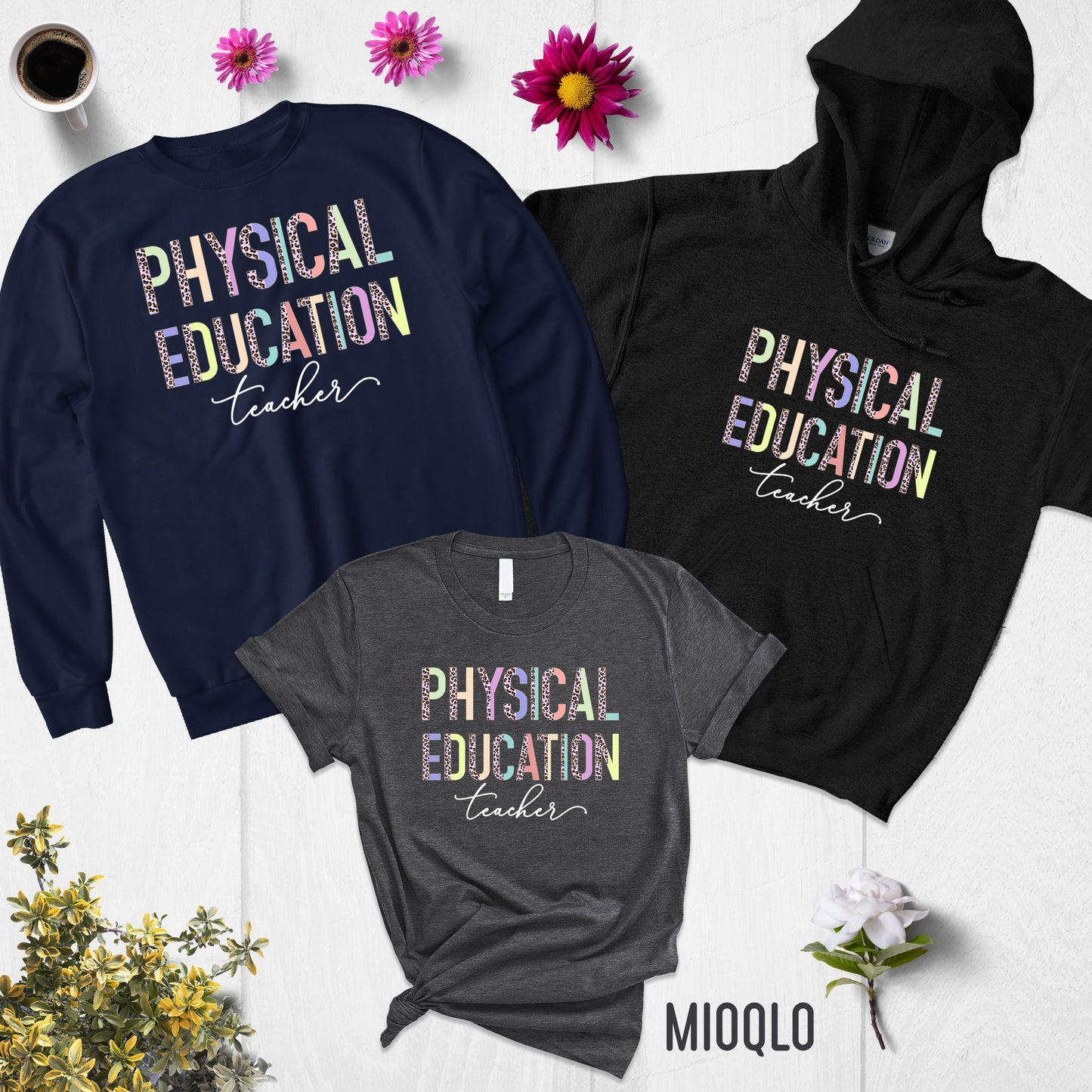 Physical Education Teacher, PE Teacher Shirt, Grade Level Shirts, Half Pink Leopard Teacher Tee, Second Grade Squad Tribe Team Gym Athletic