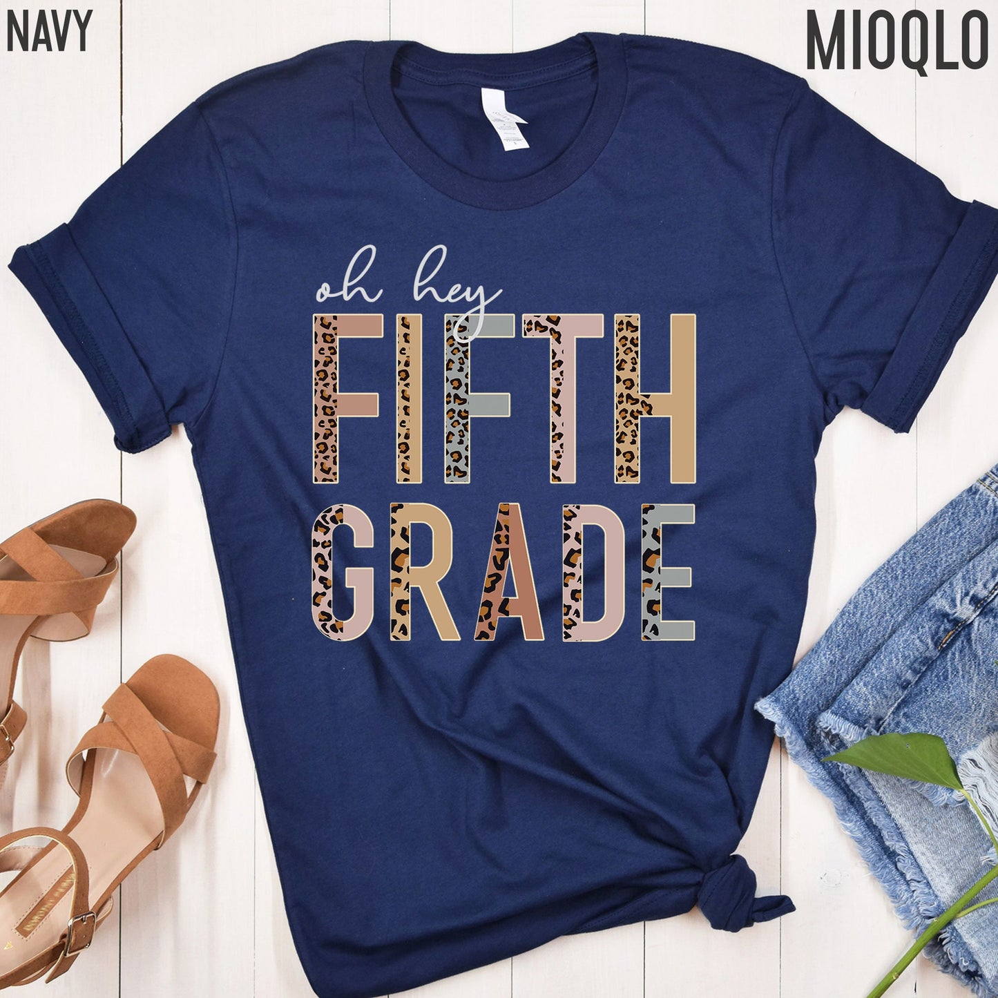 Oh Hey 5th Grade Teacher Shirt, 5th Grade Teacher Gifts, 5th Grader Squad, New Teacher Appreciation Gift, Leopard Boho Fifth Grade Comfy Tee